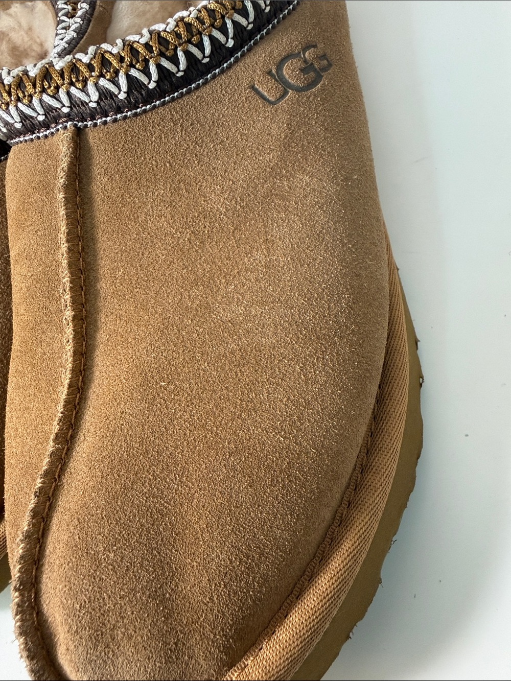 UGG Men's Chestnut Taxman Suede Shearling Lined Slip-Ons - Size 9 - Picture 9 of 10